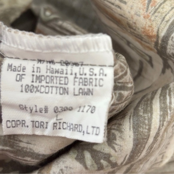 Tori‎ Richard Aloha Shirt Palm Tree Print Linen Blend Men's L - Picture 4 of 11